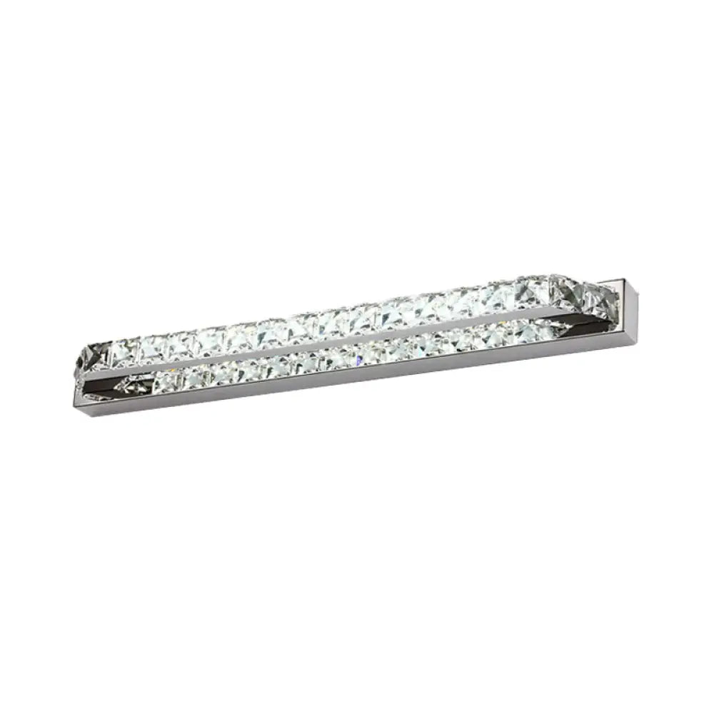 Contemporary Led Bathroom Vanity Wall Light With Clear/Champagne Crystal - 16/22 Width Warm/White
