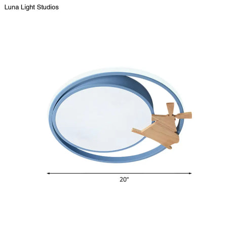 Contemporary Led Bedroom Flush Light With Acrylic Shade & Rainbow Bridge/Windmill/Carrot Décor