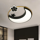 Contemporary Led Black Moon And Star Flushmount Ceiling Fixture