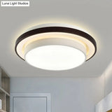 Contemporary Led Black & White Round Iron Flush Light Ceiling Lamp - 19.5’/31.5’ Dia Acrylic