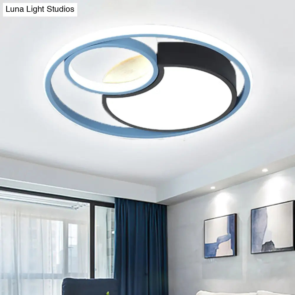 Contemporary Led Blue Flush Mount Ceiling Light - Acrylic Close-To-Ceiling Lighting