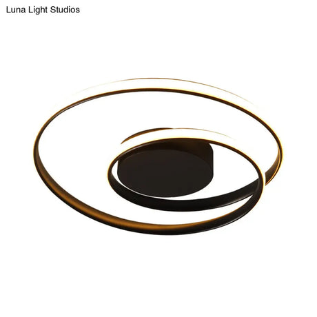 Contemporary Led Ceiling Flush Mount In Black/White - 18’/23.5’ Wide With Warm/White Light