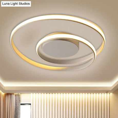 Contemporary Led Ceiling Flush Mount In Black/White - 18’/23.5’ Wide With Warm/White Light