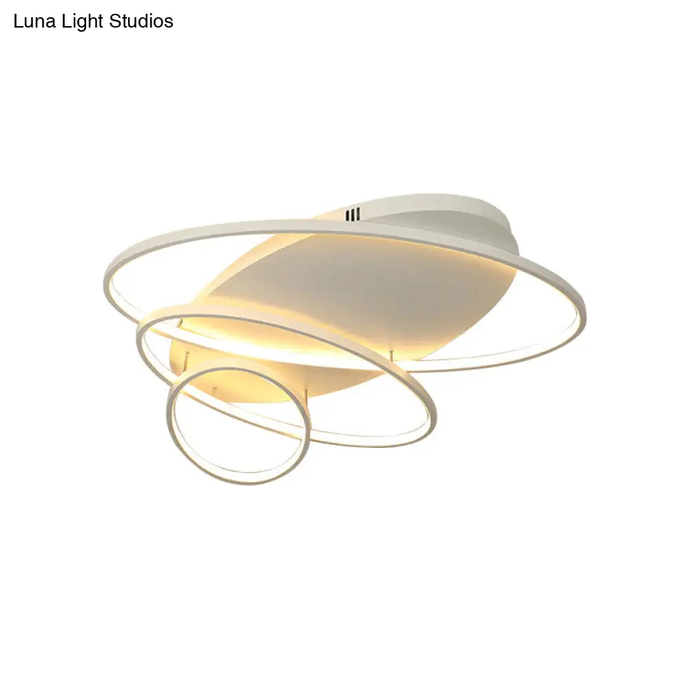 Contemporary Led Ceiling Flush Mount Lamp With Intersected Oval Design Black/White/Gold Finish And