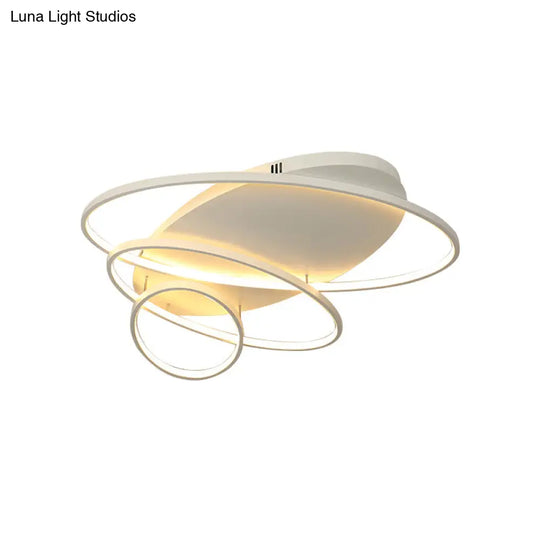 Contemporary Led Ceiling Flush Mount Lamp With Intersected Oval Design Black/White/Gold Finish And