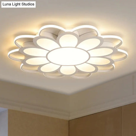 Contemporary Led Ceiling Light: 20.5’/27’/31.5’ Dia White Metal Flush Mount Fixture For