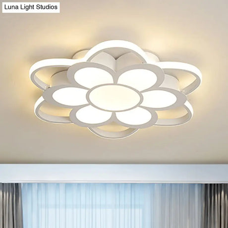 Contemporary Led Ceiling Light: 20.5’/27’/31.5’ Dia White Metal Flush Mount Fixture For