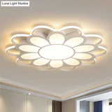 Contemporary Led Ceiling Light: 20.5’/27’/31.5’ Dia White Metal Flush Mount Fixture For