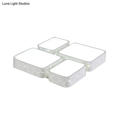 Contemporary Led Ceiling Light For Bedroom - White Finish With Warm/White Lighting And Square