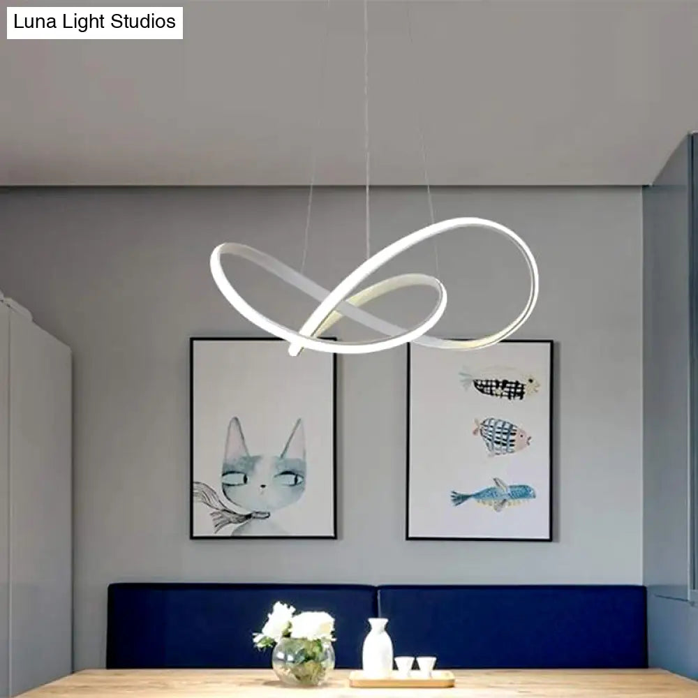 Contemporary Led Chandelier Black/White Ceiling Lamp With Metallic Shade In Warm/White Light