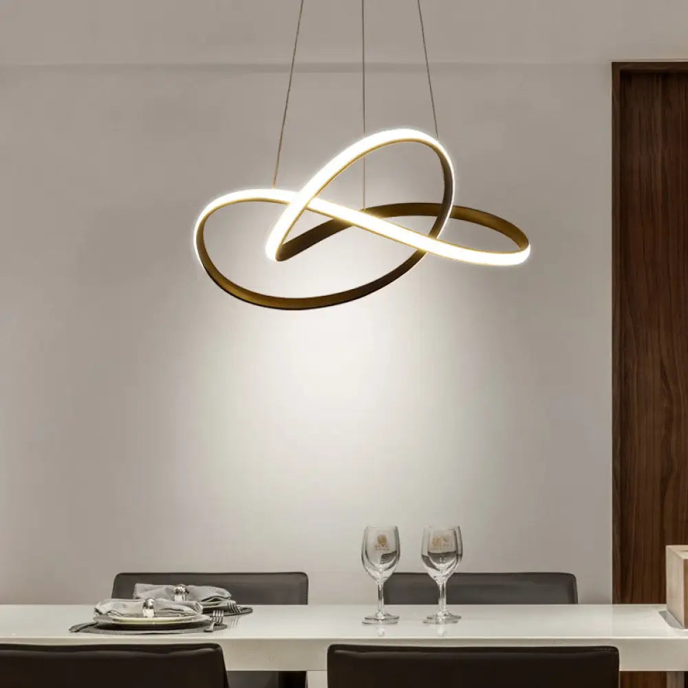 Contemporary Led Chandelier Black/White Ceiling Lamp With Metallic Shade In Warm/White Light