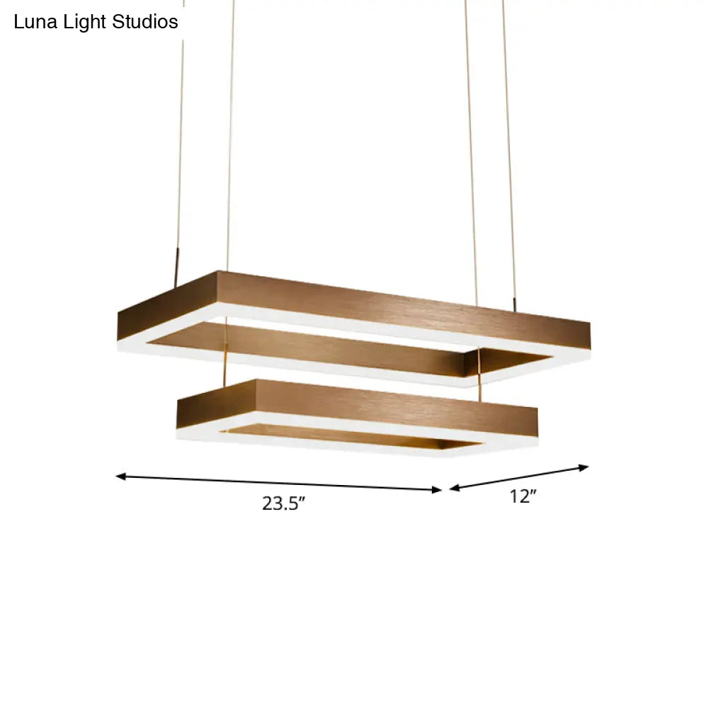 Contemporary Led Chandelier - Coffee 2/4/5 Tiered Rectangular Pendant Light With Acrylic Shade