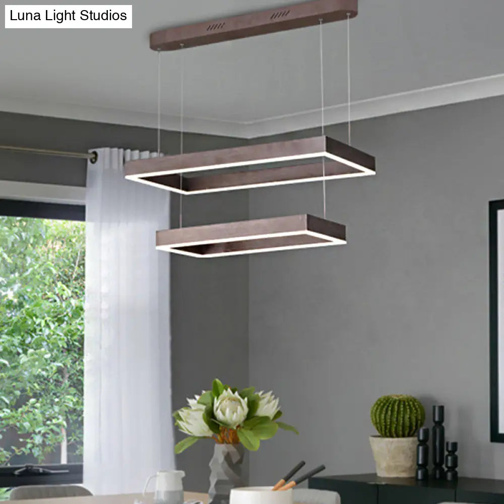 Contemporary Led Chandelier - Coffee 2/4/5 Tiered Rectangular Pendant Light With Acrylic Shade