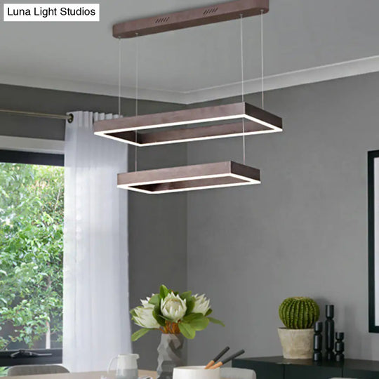 Contemporary Led Chandelier - Coffee 2/4/5 Tiered Rectangular Pendant Light With Acrylic Shade