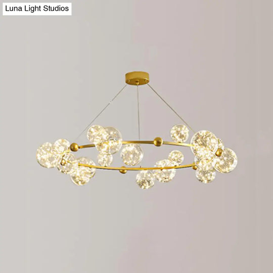 Modern Led Chandelier Pendant Light With Ball Shaped Clear Glass Gold; Perfect For Dining Rooms 18 /