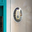Contemporary Led Chrome Wall Mount Light Fixture: Crystal Prism Oval Lighting In Warm/White/2 Color