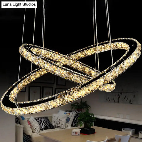 Contemporary Led Crystal Block Chandelier Pendant Light For Bedroom