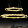 Contemporary Led Crystal Block Chandelier Pendant Light For Bedroom Clear / 12’ + 19.5’ Warm