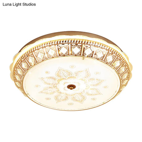 Contemporary Led Crystal Bowl Ceiling Light For Bedroom - Flush Mount
