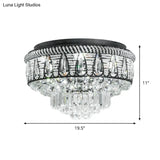 Contemporary Led Crystal Ceiling Light Fixture In Black - Bedroom Flush Mount Lamp