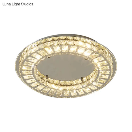 Contemporary Led Crystal Ceiling Mount Lamp - Chrome Finish