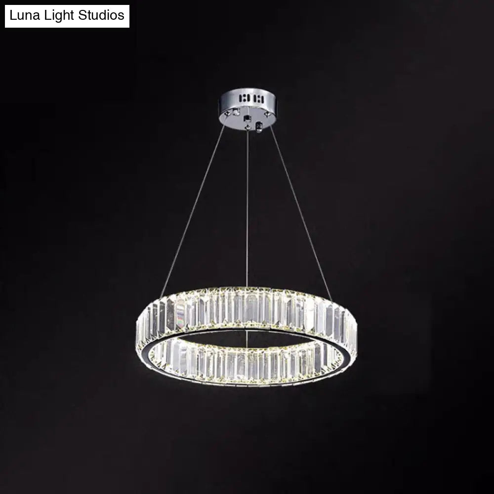 Modern Led Crystal Chandelier For Living Room Suspension Pendant Light Chrome / 16 Warm