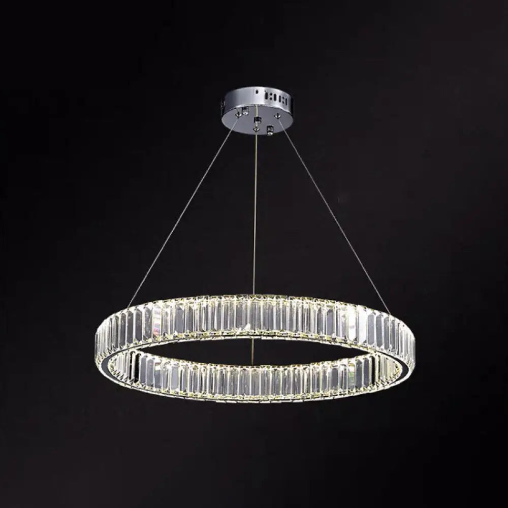 Contemporary Led Crystal Chandelier Pendant Light For Living Room Chrome / 23.5’ White