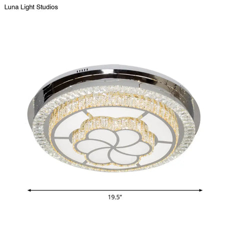 Contemporary Led Crystal Flush Ceiling Light Fixture For Parlor