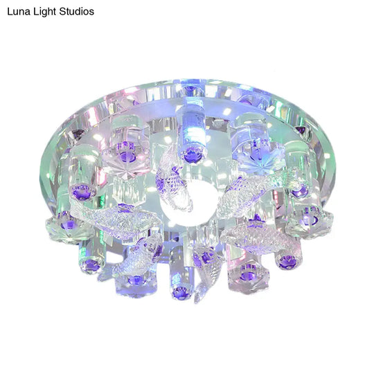 Contemporary Led Crystal Flush Mount Ceiling Light For Fish - Themed Bedrooms