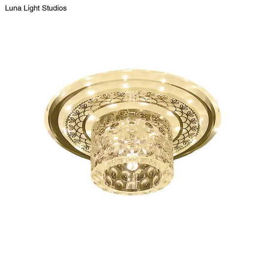 Contemporary Led Crystal Flushmount Ceiling Light For Corridor