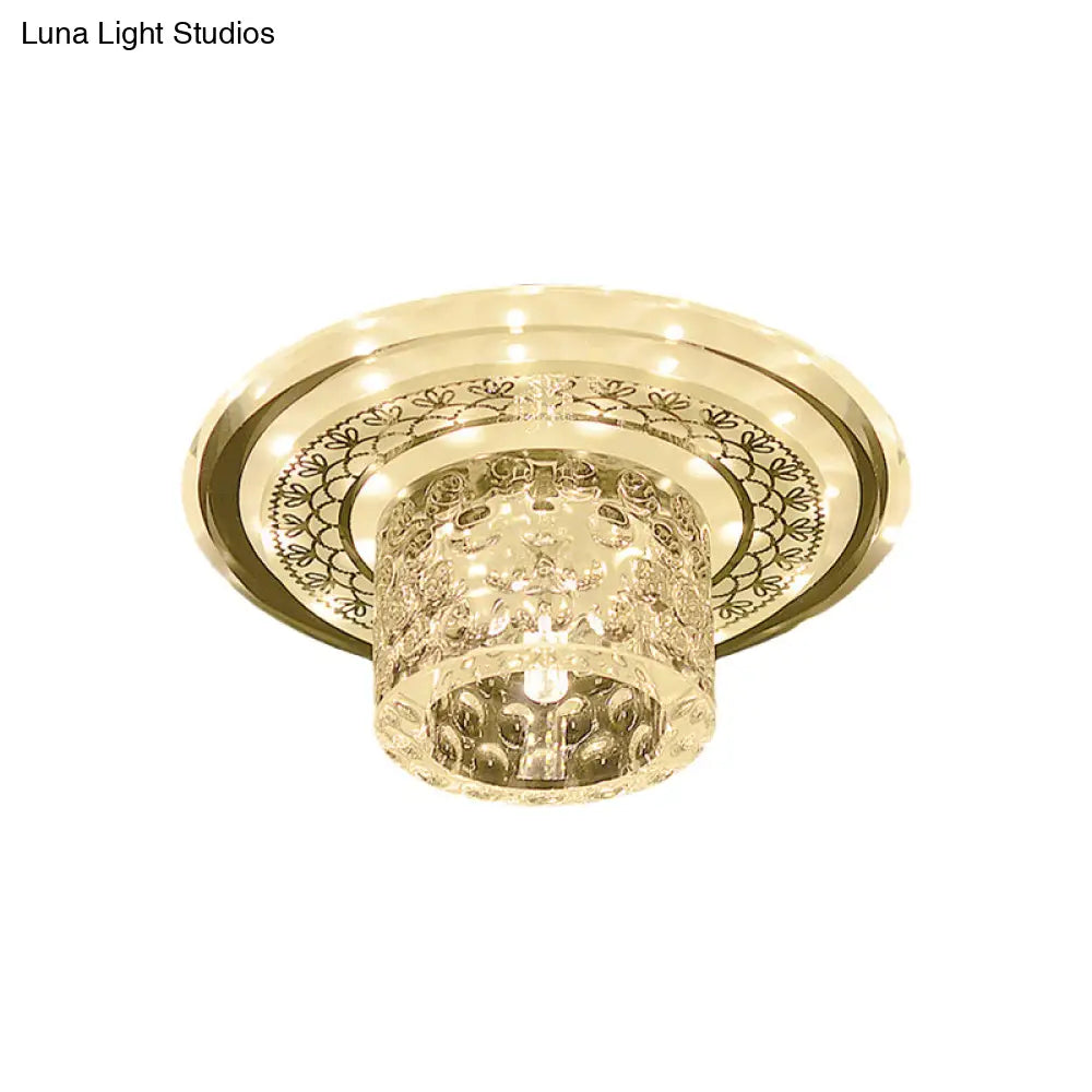 Contemporary Led Crystal Flushmount Ceiling Light For Corridor