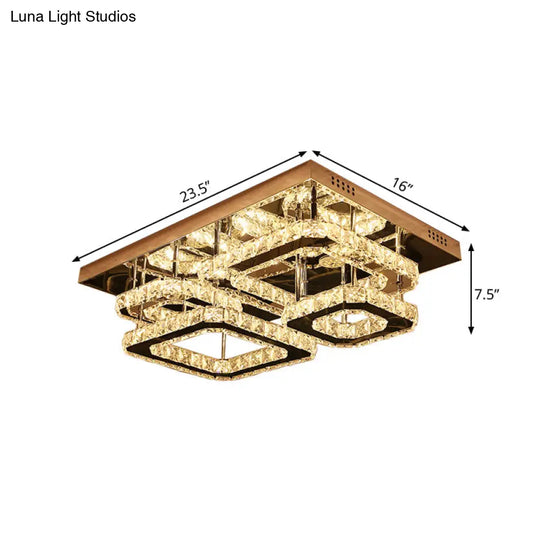 Contemporary Led Crystal Insert Ceiling Lamp With Chrome Finish