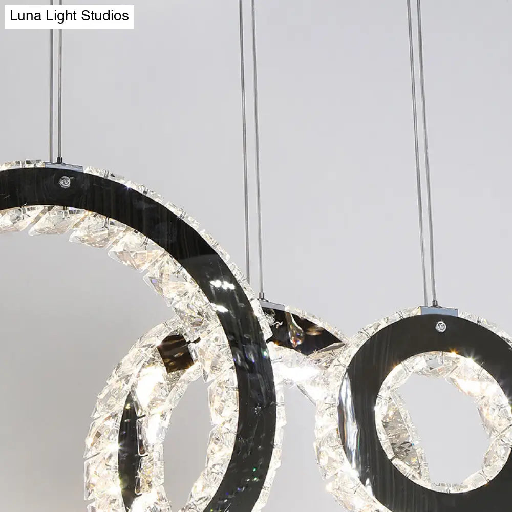 Contemporary Black Crystal Led Pendant Light For Living Room