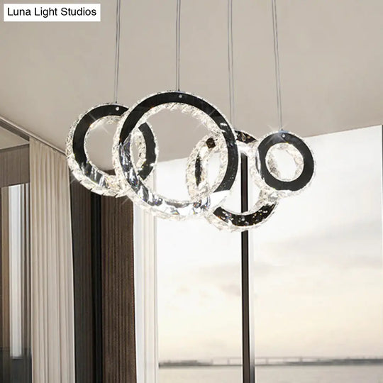 Contemporary Black Crystal Led Pendant Light For Living Room