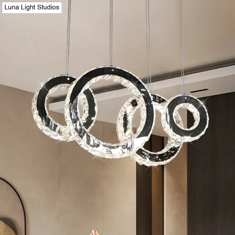Contemporary Black Crystal Led Pendant Light For Living Room