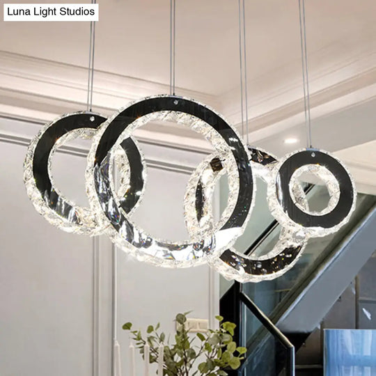 Contemporary Black Crystal Led Pendant Light For Living Room