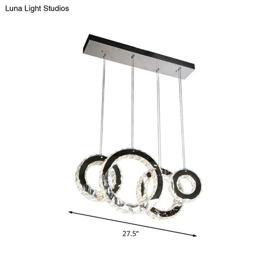 Contemporary Black Crystal Led Pendant Light For Living Room