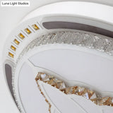 Contemporary Led Crystal Shaded Flush Ceiling Light - 23.5’/31.5’ W White