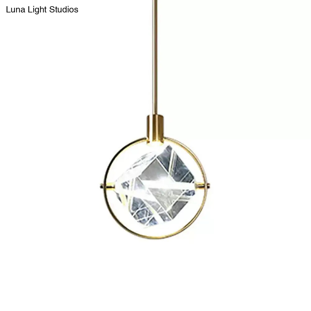 Contemporary Led Crystal Gold Ring Pendant Light Fixture - Elegant Suspension Lamp