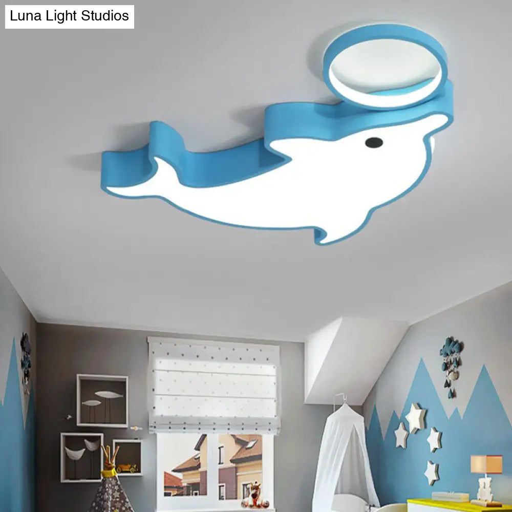 Contemporary Led Dolphin Acrylic Ceiling Flush Mount Light