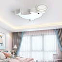 Contemporary Led Dolphin Acrylic Ceiling Flush Mount Light White / Warm