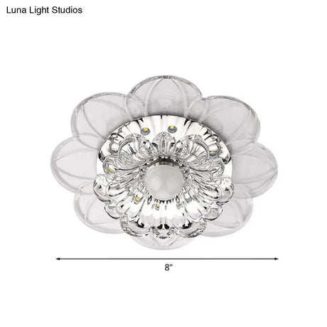 Contemporary Led Flower Flushmount Ceiling Light W/ Clear Crystals - Warm White & Multi Color