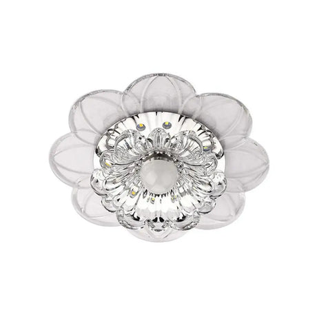 Contemporary Led Flower Flushmount Ceiling Light W/ Clear Crystals - Warm White & Multi Color /