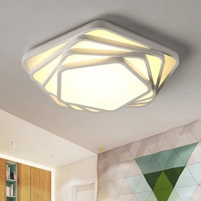 Contemporary Led Flush Ceiling Light - Pentagon Design In Warm/White For Bedroom Acrylic Diffuser