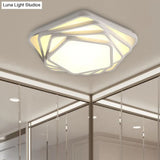 Contemporary Led Flush Ceiling Light - Pentagon Design In Warm/White For Bedroom Acrylic Diffuser