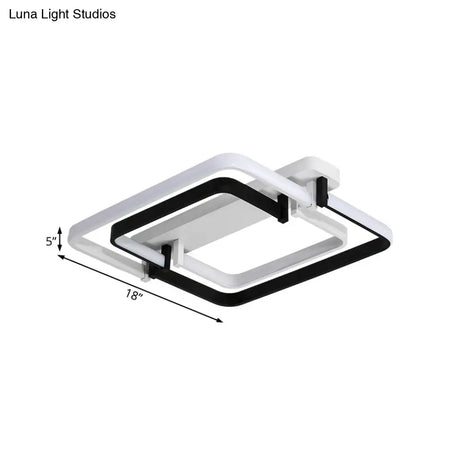 Contemporary Led Flush Ceiling Light: Round Edge Metal Black/White White/Warm Light - 18’/21.5
