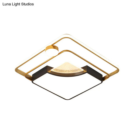 Contemporary Led Flush Ceiling Light With Acrylic Shade - Black Square/Round Mount | Warm/White