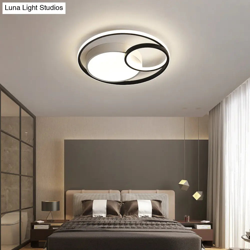 Contemporary Led Flush Mount Ceiling Lamp - Circular Acrylic Bedroom Light Fixture