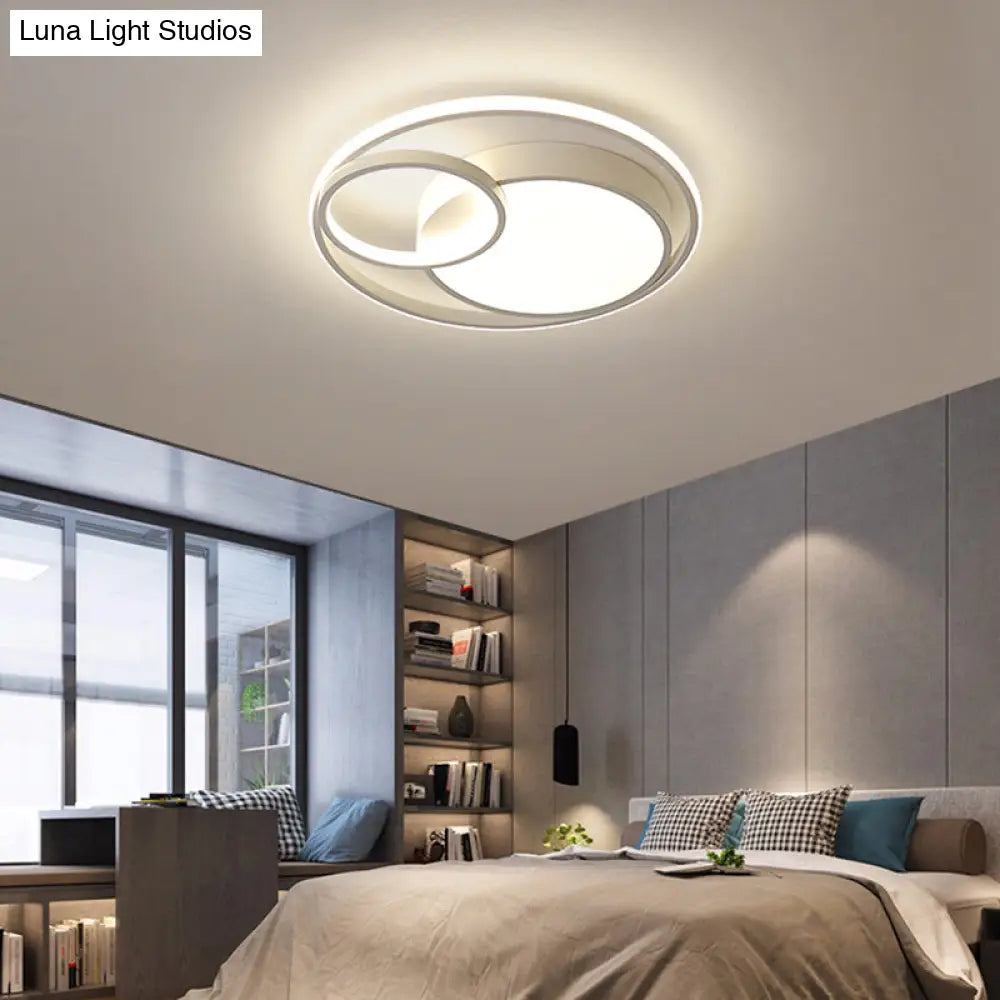 Contemporary Led Flush Mount Ceiling Lamp - Circular Acrylic Bedroom Light Fixture