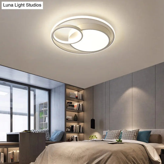 Contemporary Led Flush Mount Ceiling Lamp - Circular Acrylic Bedroom Light Fixture